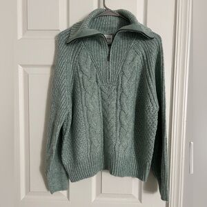 Olive+Oak Green Cable Knit Sweater